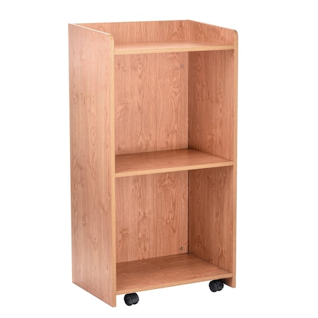 Adiroffice Wood Mobile Presentation Podium Lectern Stand with Shelves in Medium Oak ADI661-07-MEO-MK